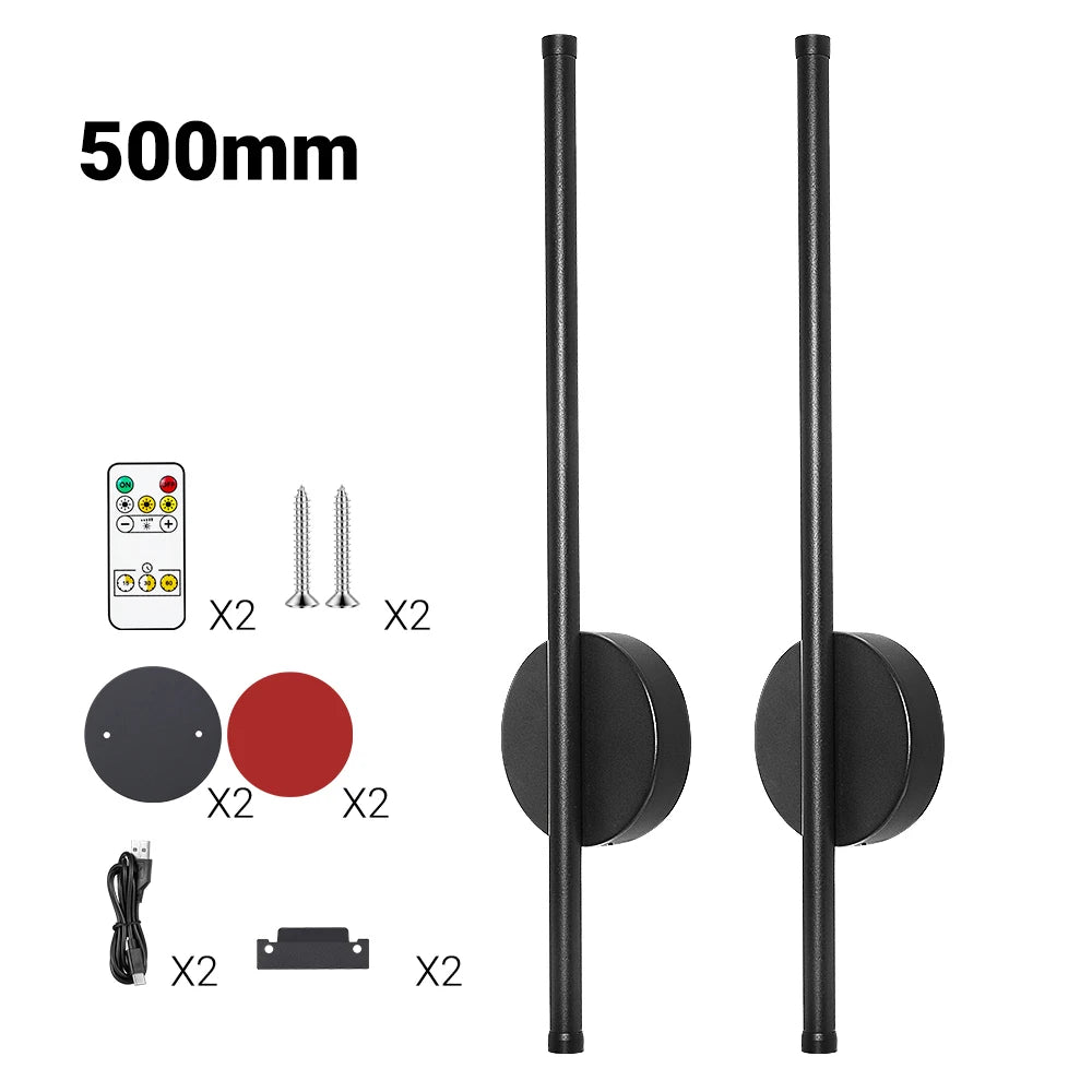 2 Pack Rechargeable Wall lights Interior Wall Sconces 80cm 50cm LED Wall Light with Remote Control for Gameroom Pegboard Bedroom