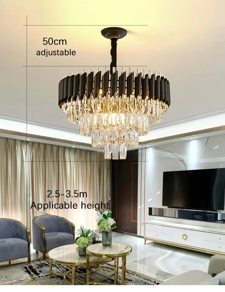 Villa Luxury Living Room Chandelier K9 Crystal Restaurant Pendant Lights Modern Ceiling Chandelier Dining Table Indoor Home Lamp