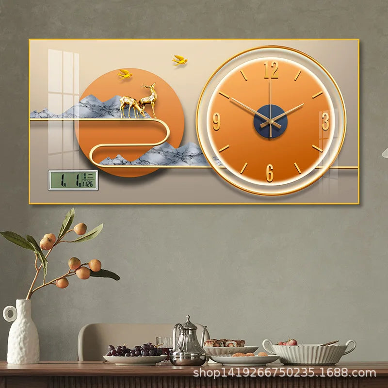 Simple modern fashion aluminum wall clock clock with temperature calendar clock