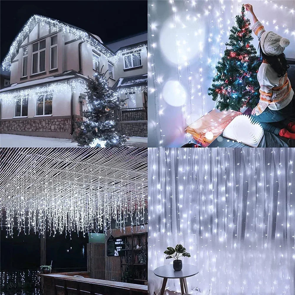 Christmas Decoration 2025 Fairy Lights Led lcicle String Lights Outdoor Curtain Garland Street Garland On The House Party 2026