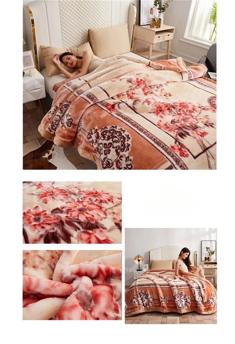 Soft Warm Weighted Blankets for Beds Thickened Quilt Duvet Soft Coral Fleece Flannel Blankets Double Side Plush Comforter Quilt
