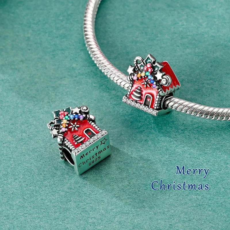 Ladies' Christmas Bead Pendant 925 Pure Silver Snowman Santa Claus Suitable Original Bracelet Exquisite DIY Jewelry Gift