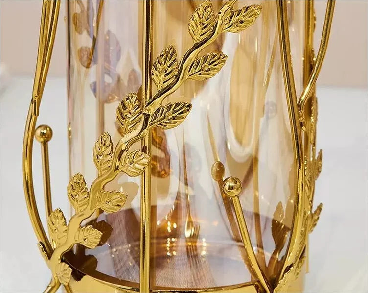 Metal Glassflower Vase Golden Hollow Frame Hydroponic Flower Arrangement Home Decoration Multifunctional Candle Holder