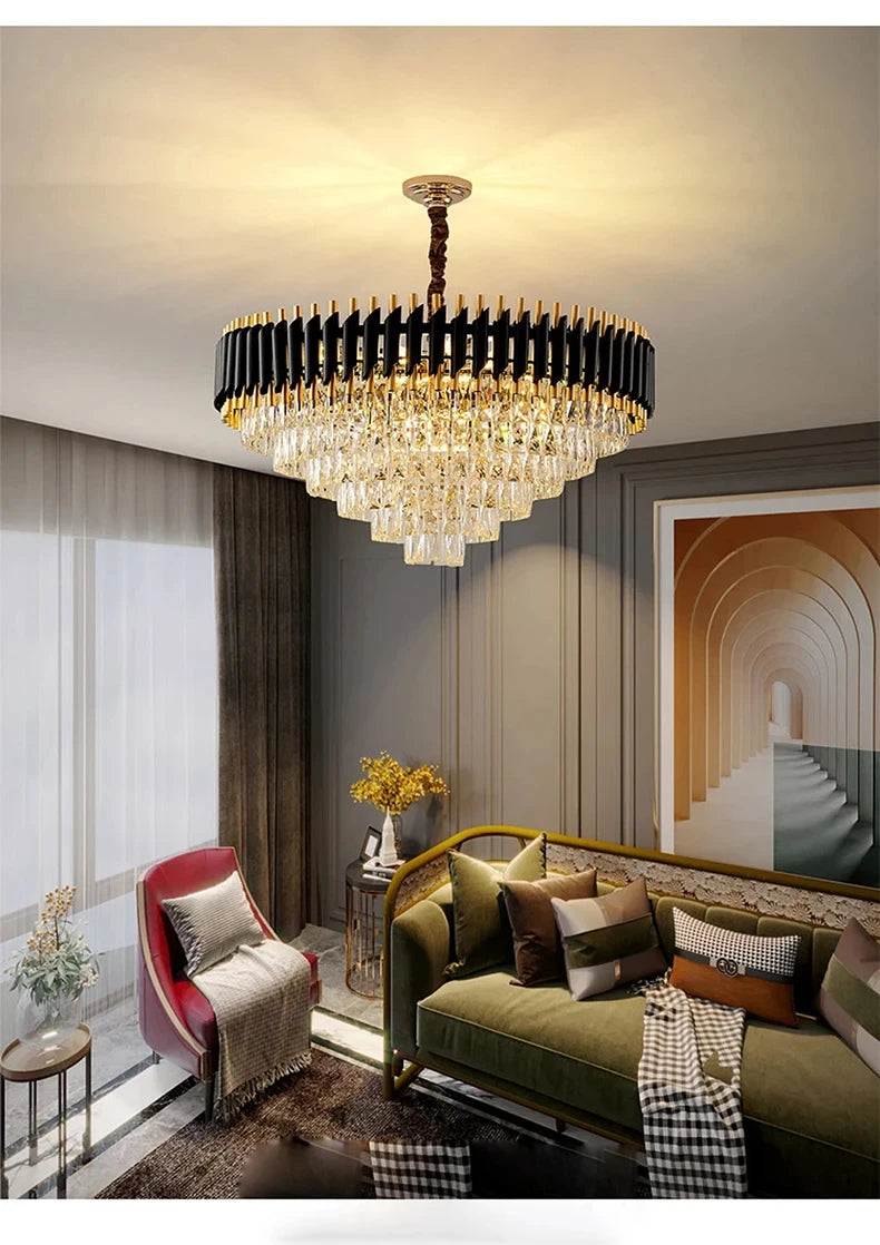 Villa Luxury Living Room Chandelier K9 Crystal Restaurant Pendant Lights Modern Ceiling Chandelier Dining Table Indoor Home Lamp