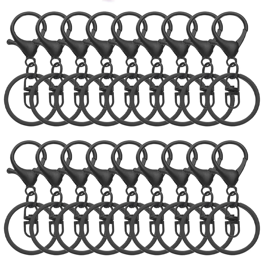 15/30/50/80Pcs Metal lobster Claw Clasp Keychains Swivel Spring Hook with Flat Split Ring for DIY Crafts Keychain Lanyard Making
