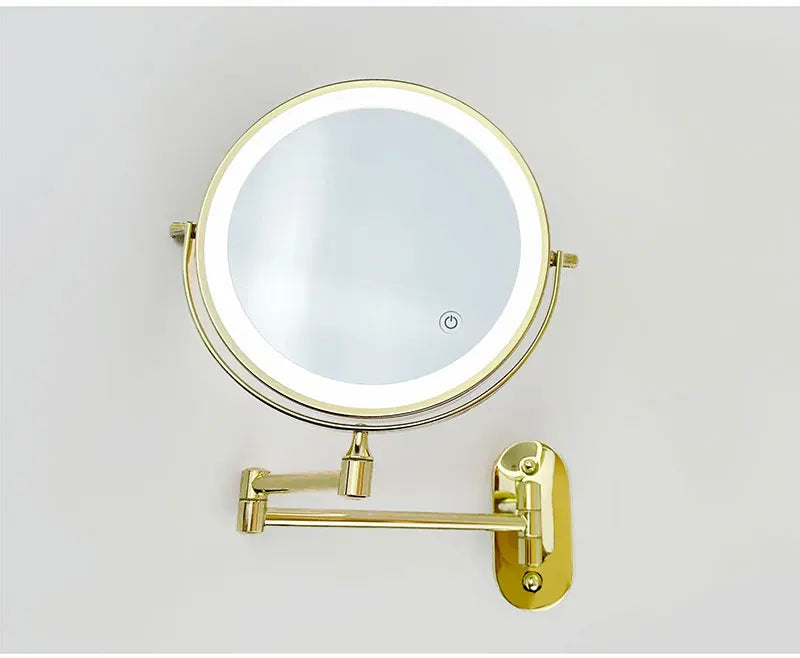 8 Inch Gold Wall Mounted Makeup LED Mirror 3X-10X Magnifying USB Charing Double Side Bathroom Smart 3 color Cosmetic Mirror