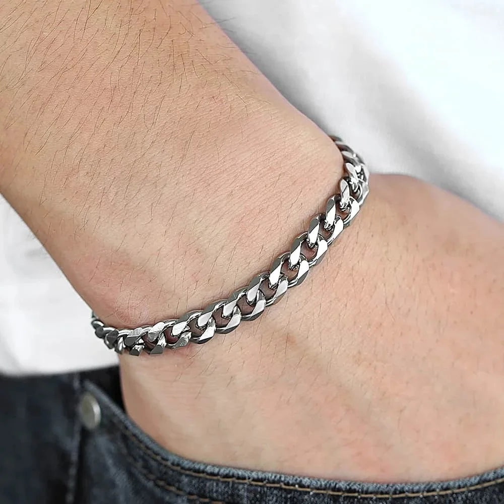 New Trendy Chain Men Bracelet Classic Stainless Steel 3/5/7/9mm Width Chain Bracelet For Men Women Jewelry Gift