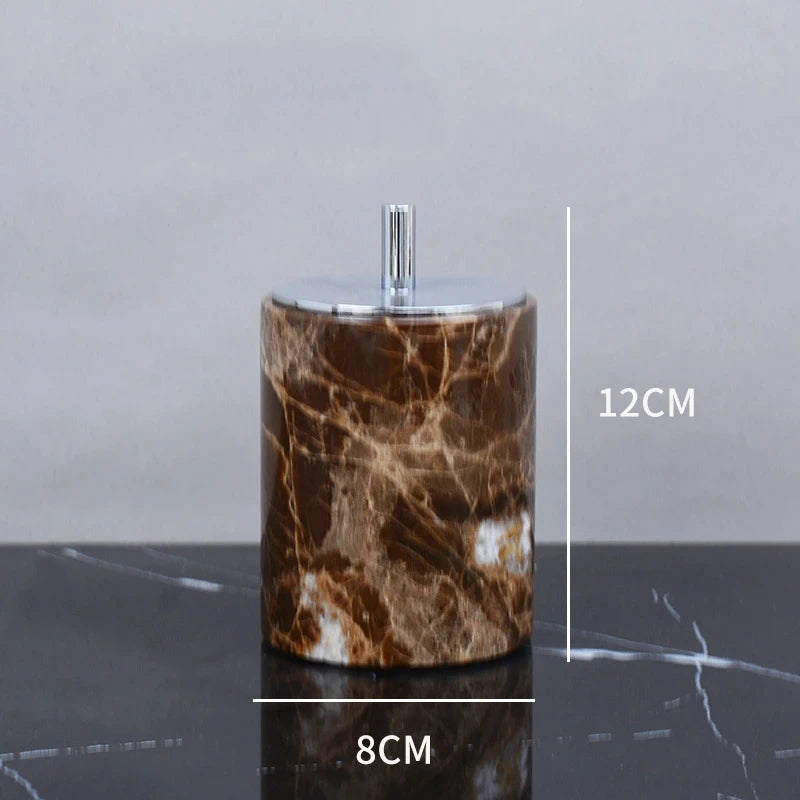Emperador Dark Natural Marble Bathroom Set Brown Luxury Toothbrush Holder Soap Dish Soap Dispenser Bathroom Accessories