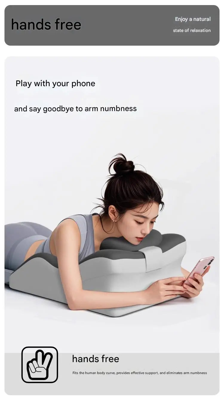 Multi-Position Memory Foam Pillow – Cooling Bed/Floor Cushion for Stomach Sleepers, 60x36x22cm