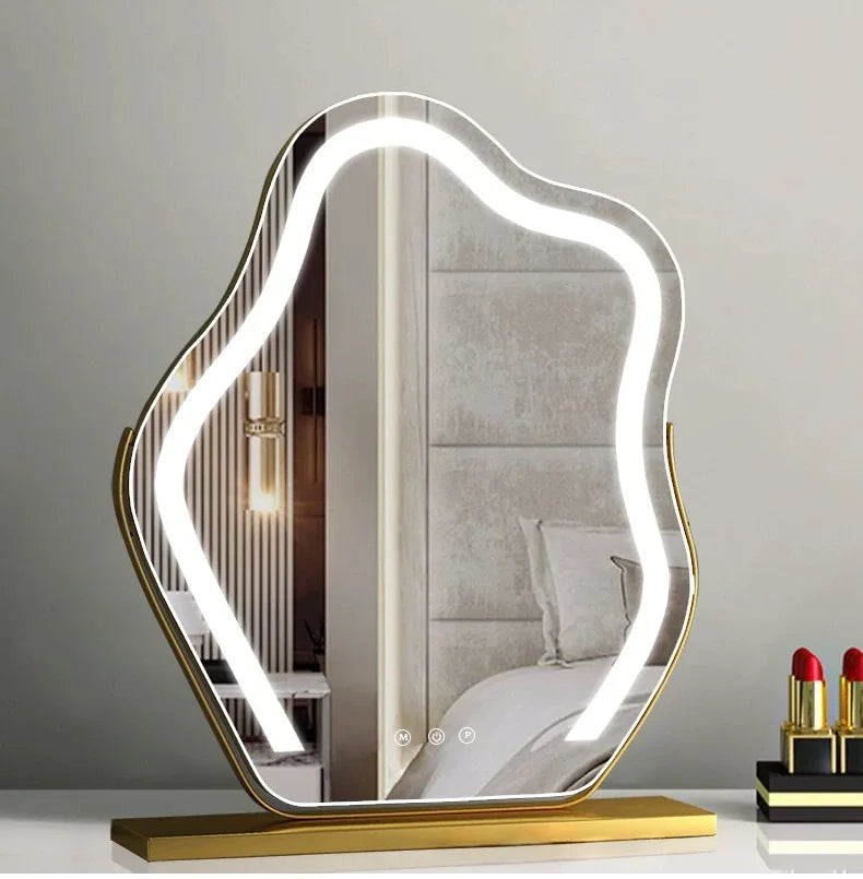 Cloud Shape vanity Mirror with Lights LED Makeup Mirror with Dimmable 3 Modes Touch Screen Control White 360-Degree Rotation