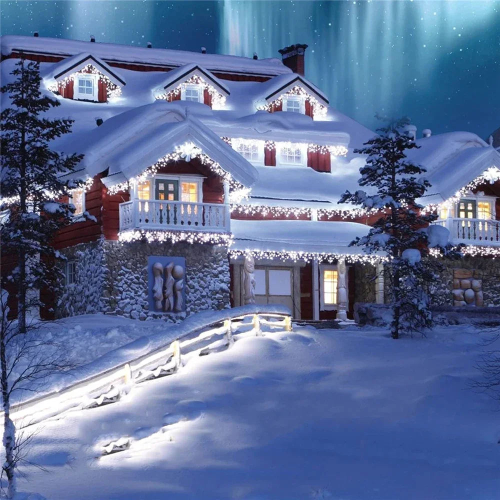 Christmas Decoration 2025 Fairy Lights Led lcicle String Lights Outdoor Curtain Garland Street Garland On The House Party 2026