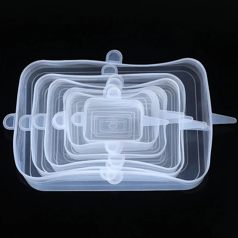 6 Pcs Silicone Cover  Stretch Lids for Kitchen Microwave Food Covers Bowl Caps Elastic Silicone Lid Cap Universal Adaptable Lids