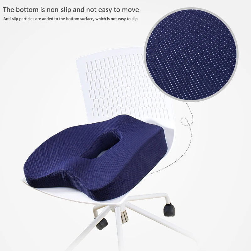 Memory Foam Seat Cushion Waist Back Support Pillow Set Orthopedic Ergonomic Coccyx Relief Hip Lumbar Pad for Office Chair Car