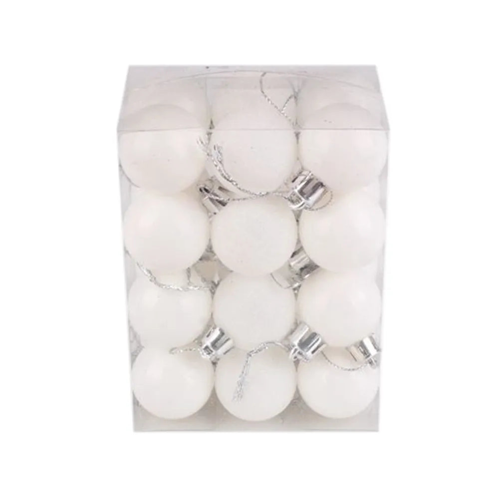 24pcs 3cm Glitter Christmas Ball Ornament Hanging Bauble Ball Gold Pink Champagne Christmas Tree Decorations New Year Gift