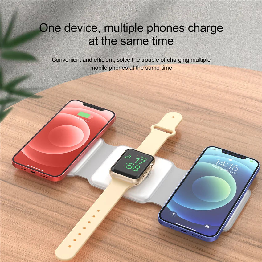 3-in-1 Foldable Wireless Charging Station – Fast Charger for Phone, Watch & Earbuds