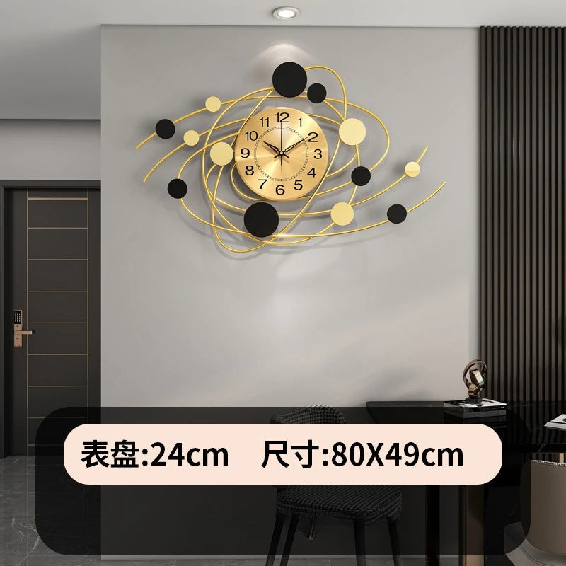 Iron Luxury Hanging Clock High-end Living Room Clock Wall Mounted Creative Restaurant Decoration Silent Clock