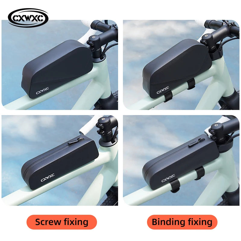CXWXC Bicycle Magnetic Lid Top Tube Bag With Bolts Mounted & Straps Two Way Install MTB Road Bike Waterproof Front Frame Bag