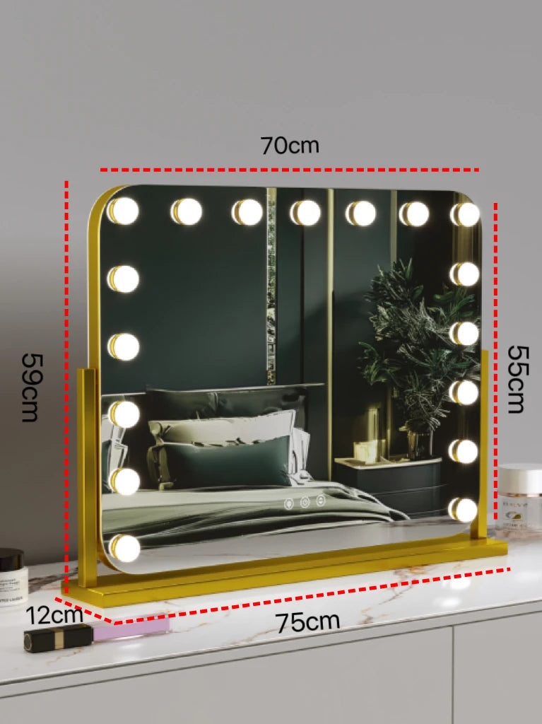 Vanity Mirror with Lights 25.59''x21.25''Makeup Mirror with Lights Touch Screen with 3 Color Lighting Dimmable for Desk Tabletop