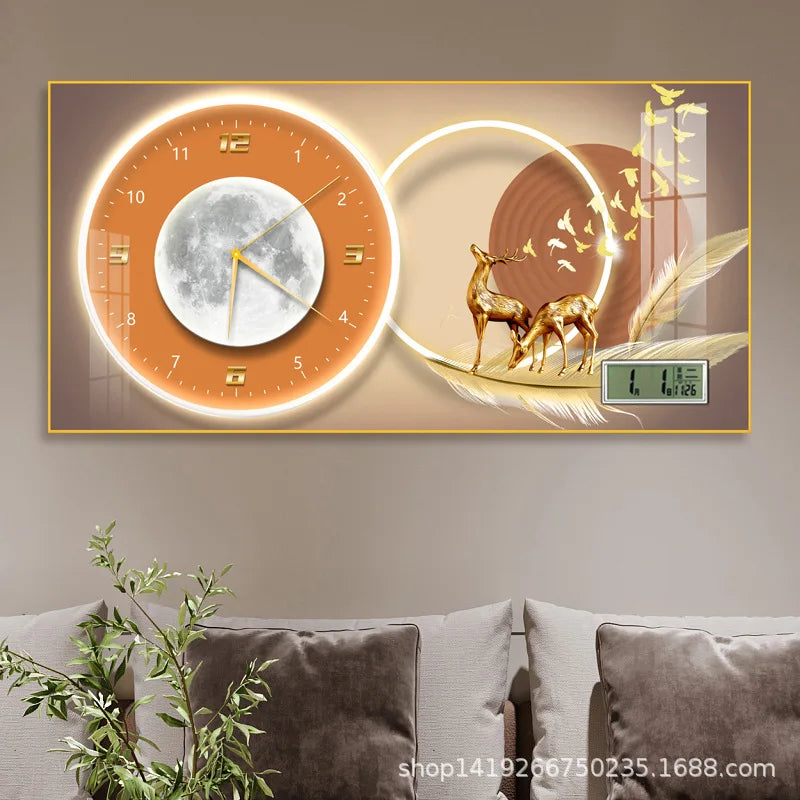 Simple modern fashion aluminum wall clock clock with temperature calendar clock