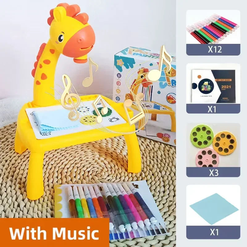 Kids' Creative LED Projector Drawing Table Toy, Multifunctional Educational Board with Rich Painting Set, Perfect Learning Tools