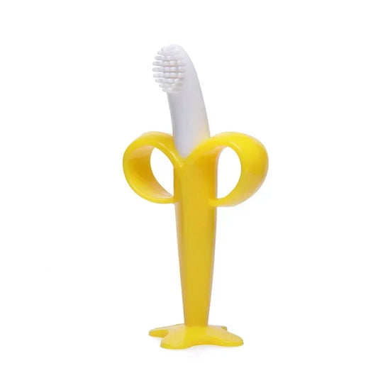 Baby Silicone Training Toothbrush BPA Free Banana Shape Safe Toddle Teether Chew Toys Teething Ring Gift For Infant  Chewing