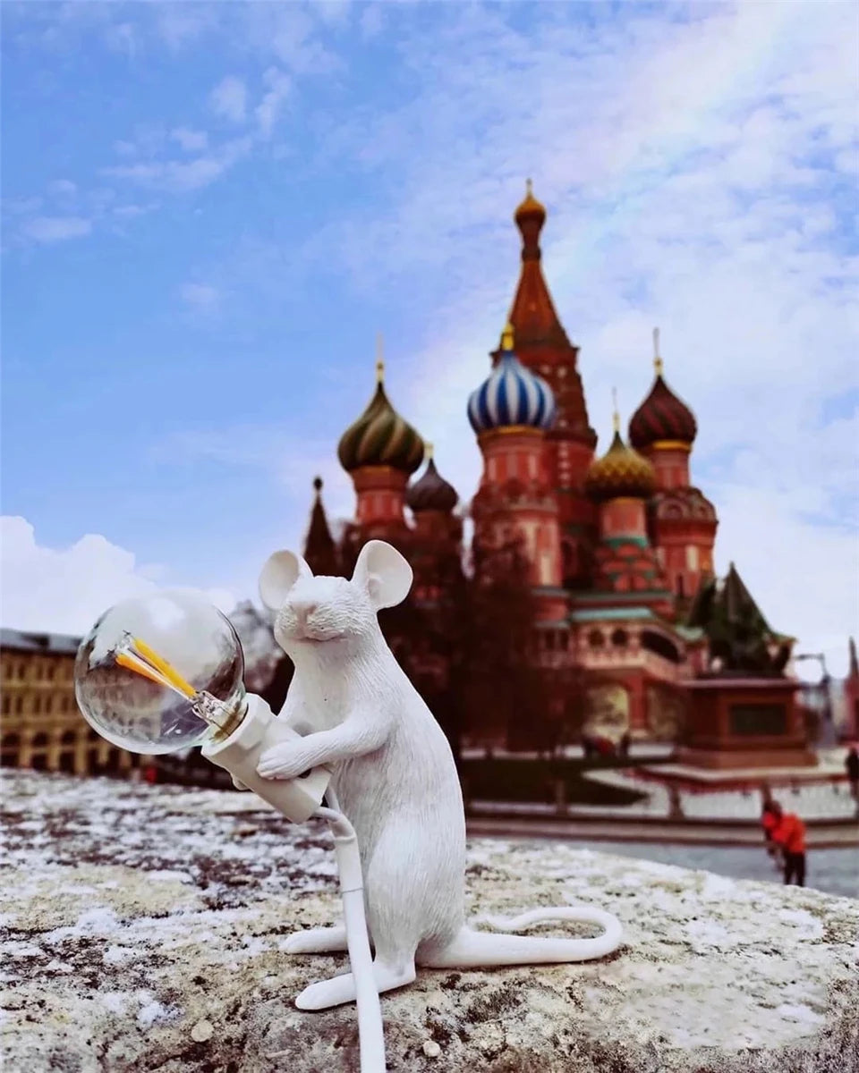 Nordic LED Table Lights Resin Animal Mouse Rat Cat Squirrel LED Night Lights Table Lamps Home Decor Desk Lamp Lighting Fixtures