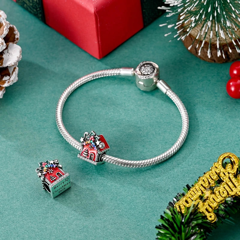 Ladies' Christmas Bead Pendant 925 Pure Silver Snowman Santa Claus Suitable Original Bracelet Exquisite DIY Jewelry Gift