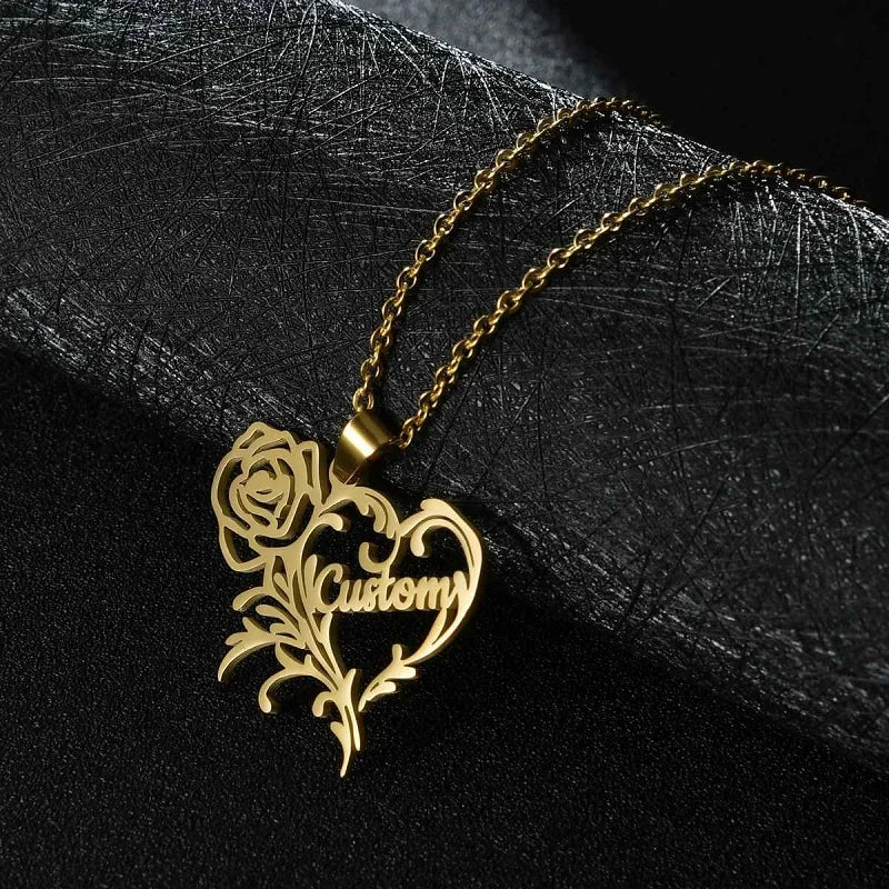 Royal Elegance: Custom Stainless Steel Name Necklace with Crown Pendant & Thick Chain