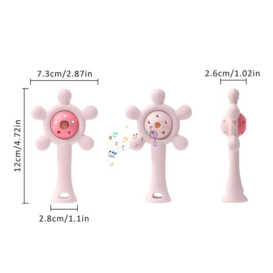 Color Kids Silicone Teether Toy Baby Rattle Toy Teething Ring Sensory Toys For Toddlers Teething Chewing Toy Baby Accessories