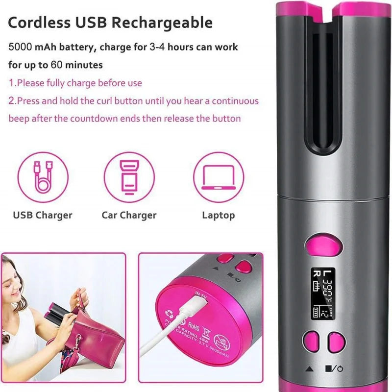 Portable cordless curler