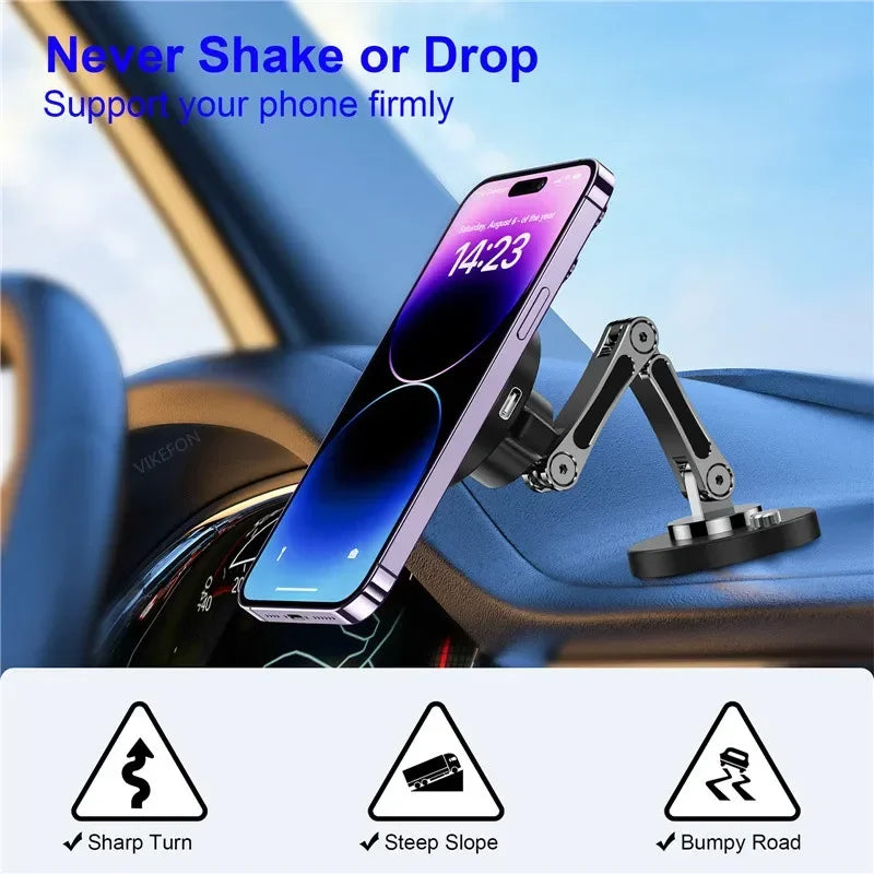 15W Magnetic Wireless Car Charger – Dash Mount for iPhone 12–15 Series