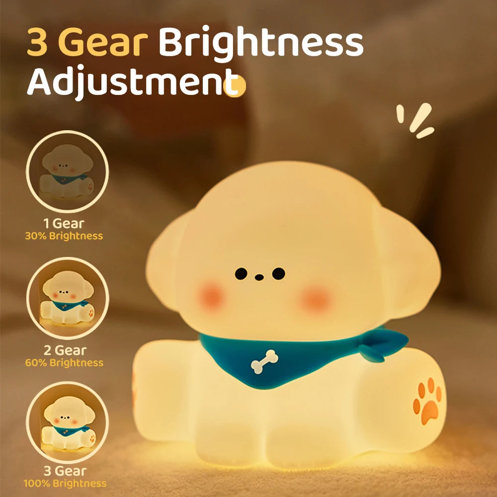 Baby Night Light – Rechargeable Dog Shaped Nursery Lamp with Touch Control & Timer
