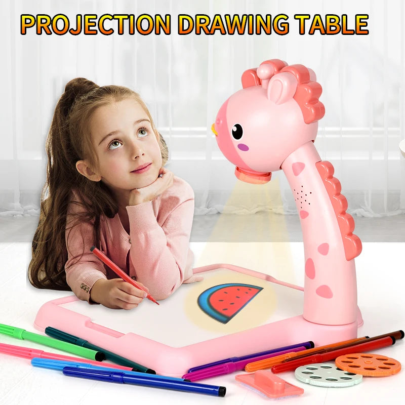 Deer projection drawing board Light music learn large drawing table boys and girls puzzle graffiti writing board birthday gift