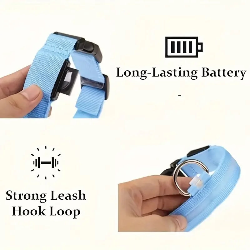 LumiStride™ Illuminated Pet Leash &amp; Collar Set – Luxury Nylon LED Night Safety Duo