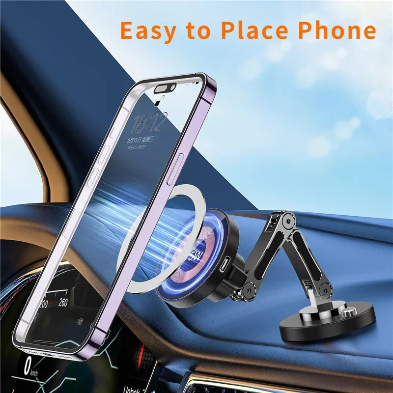15W Magnetic Wireless Car Charger – Dash Mount for iPhone 12–15 Series