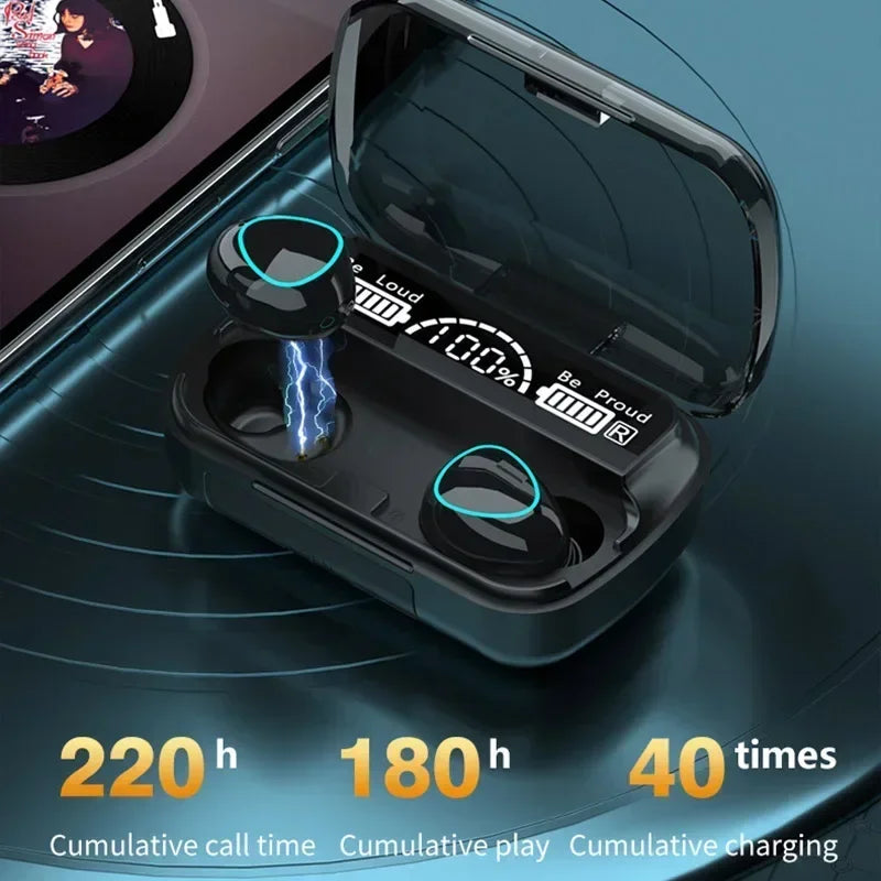 M10 Pro Bluetooth Earbuds – HiFi Stereo Sound with LED Display & Waterproof Design