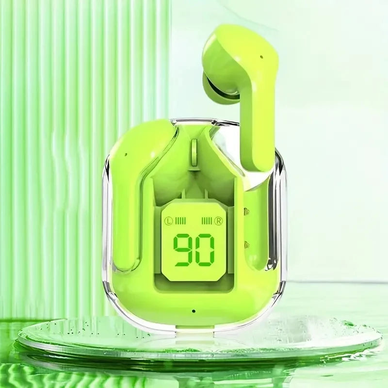T2 Transparent Bluetooth Earbuds – HiFi Sound with LED Power Display