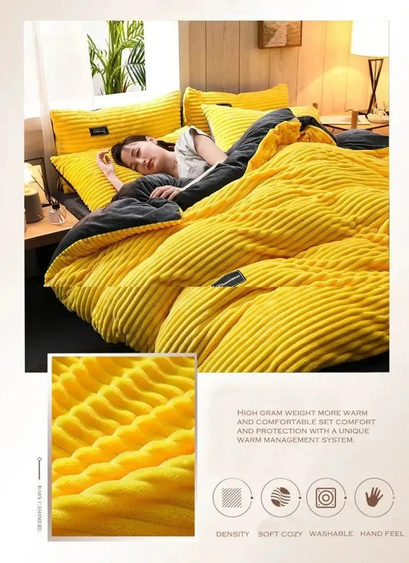 Ultra-Soft Velvet Duvet Cover Warm Thick Bed Quilt Cover Double Bed Luxury Bedding Solid Color Velvet Duvet Cover 겨울용 따뜻한 이불 커버