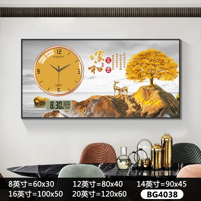 Modern light luxury perpetual calendar electronic clock wall clock living room decorative painting table wall clock