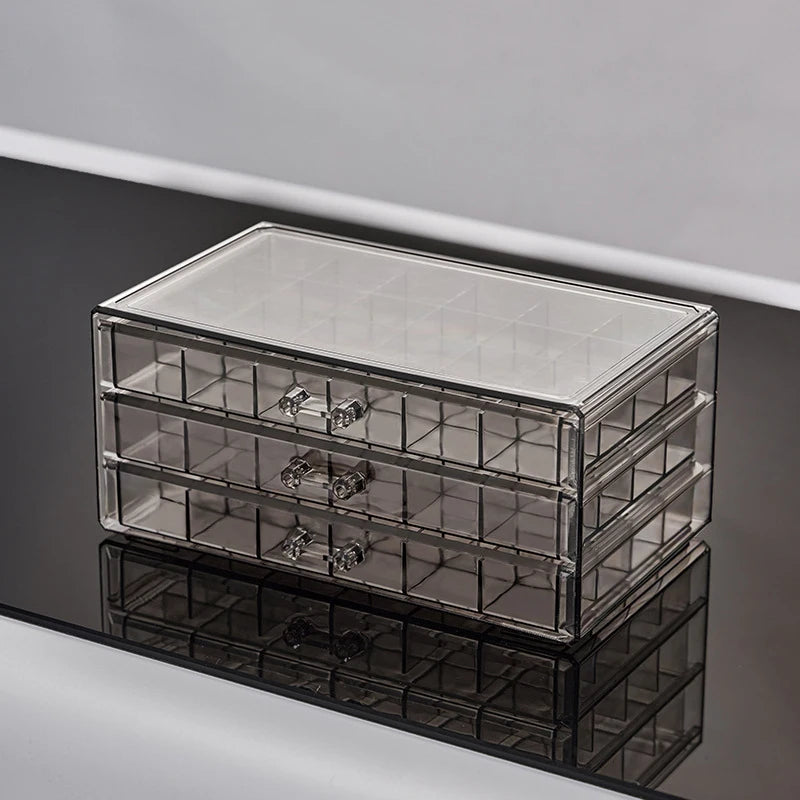 Acrylic Jewelry Organizers and Storage Box with 3 Drawers, Clear Jewelry Box for Women, Earring Organizer for Ring Necklace
