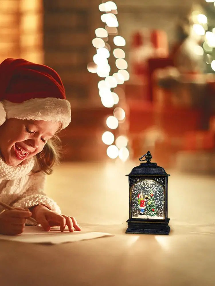 Christmas Snow Globe Lantern Christmas Scene Lighted Snow Globes Home Decoration Accessories Holiday Decoration Gift