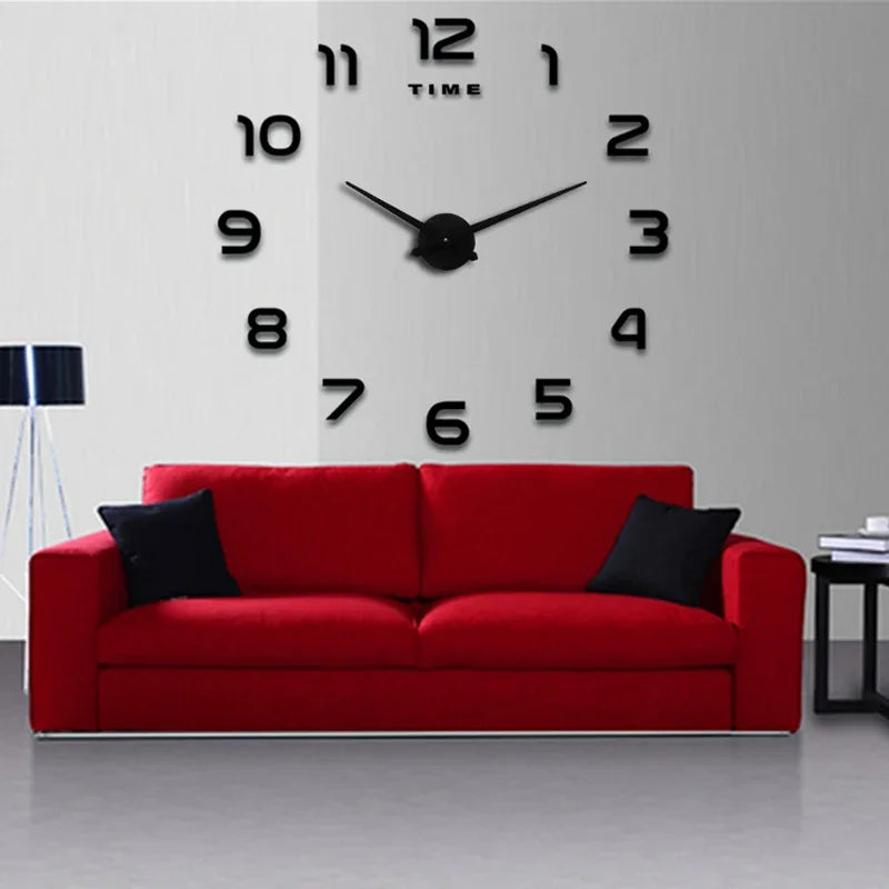 Modern Design Large Wall Clock 2D DIY Quartz Clock Fashion Watch Acrylic Mirror Stickers Living Room Home Decoration Decor