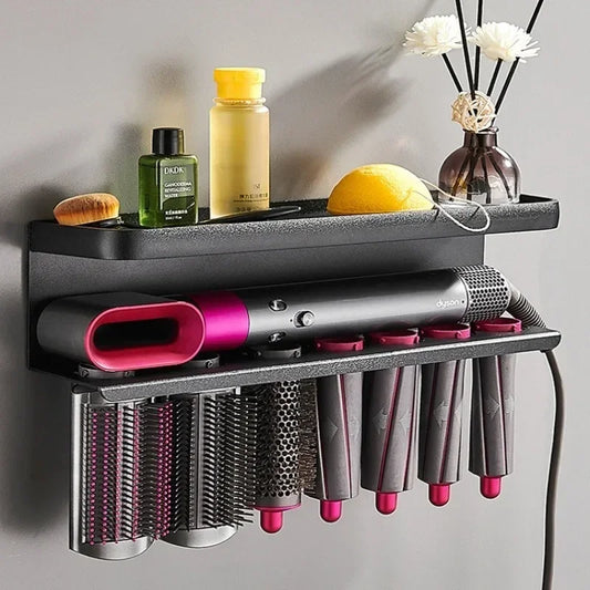 Wall Hairdryer Holder Dyson Airwrap Storage Shelf Makeup Storage Rack Dryer Hair Curler Stand Bathroom Organizer Home Accessory