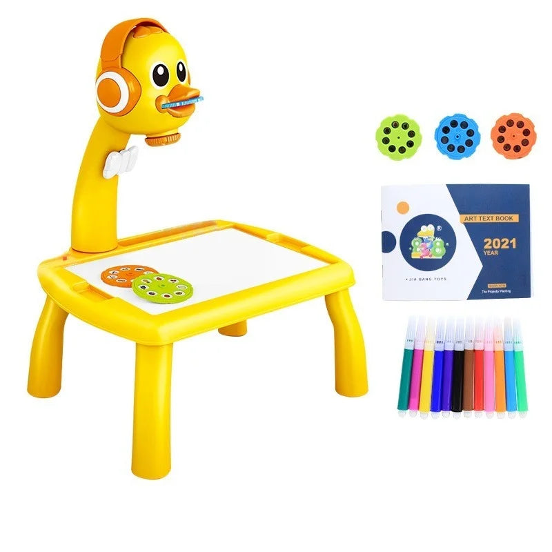 Mini Led Projector Art Drawing Table Light Toy for Children Kids Painting Board Small Desk Educational Learning Paint Tool Craft