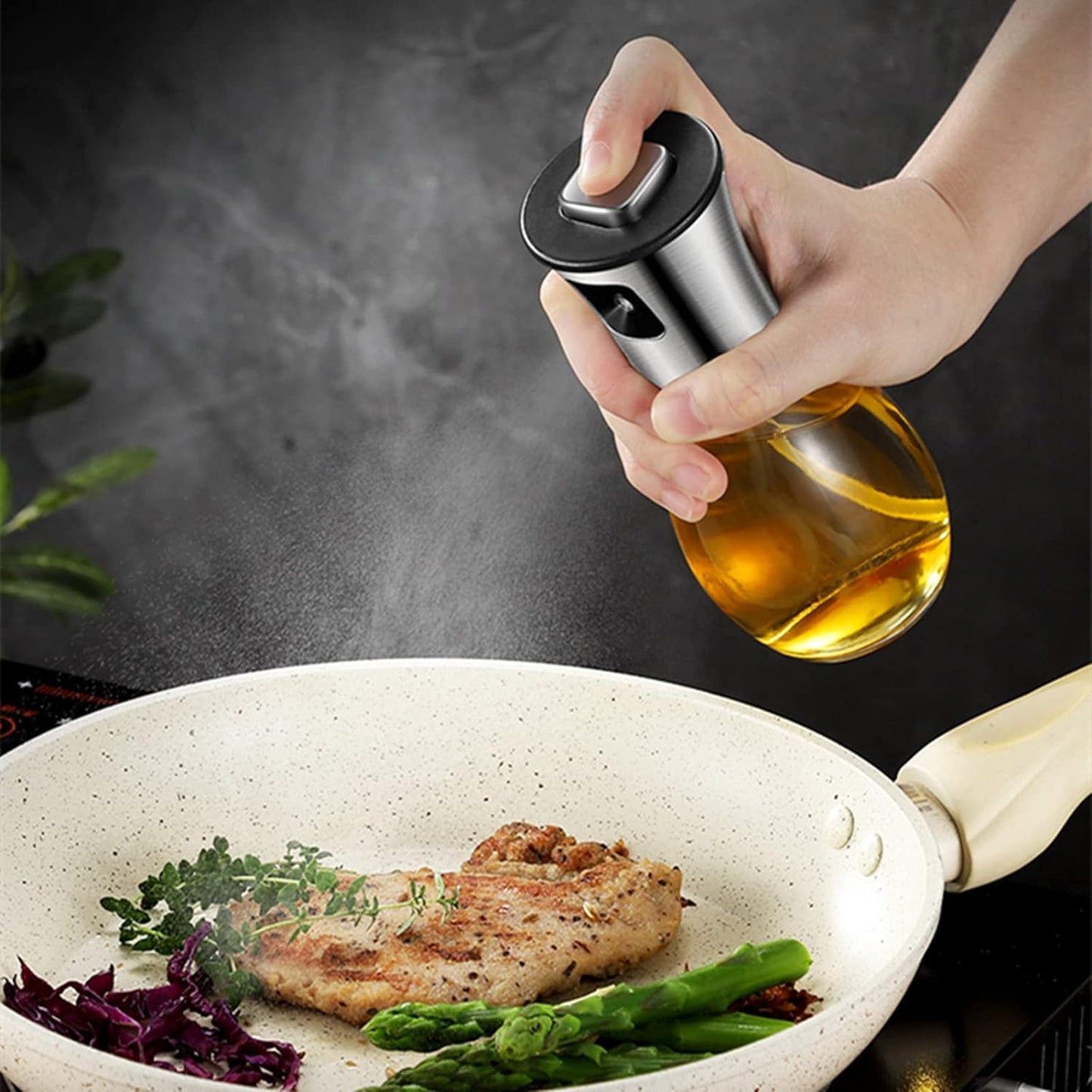 Oil Spray Pot Oil Sprayer For Cooking Spray Bottle Barbecue Multi-Function Air Fryer Glass High-Pressure Baking Oil Pot Kitchen