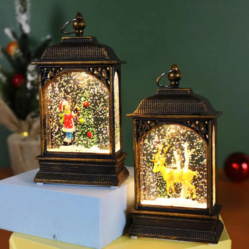 Christmas Snow Globe Lantern Christmas Scene Lighted Snow Globes Home Decoration Accessories Holiday Decoration Gift