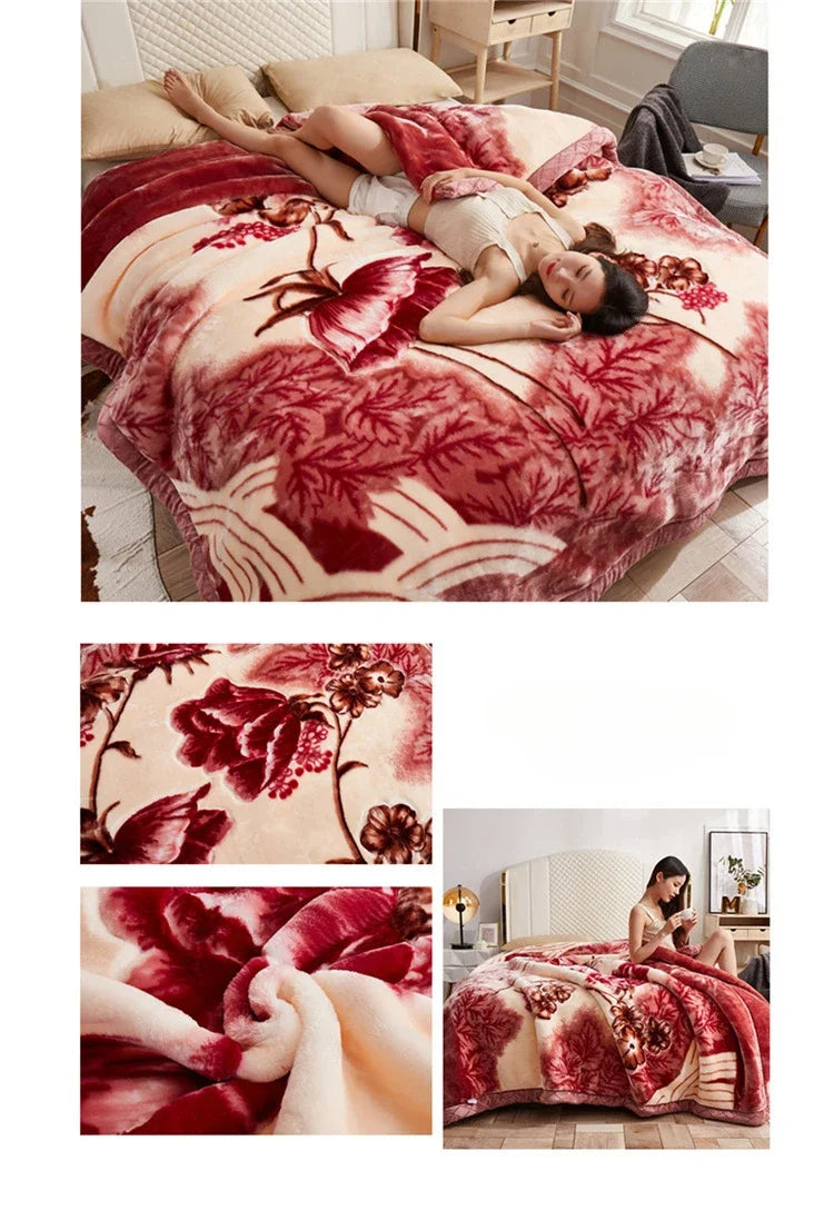 Soft Warm Weighted Blankets for Beds Thickened Quilt Duvet Soft Coral Fleece Flannel Blankets Double Side Plush Comforter Quilt