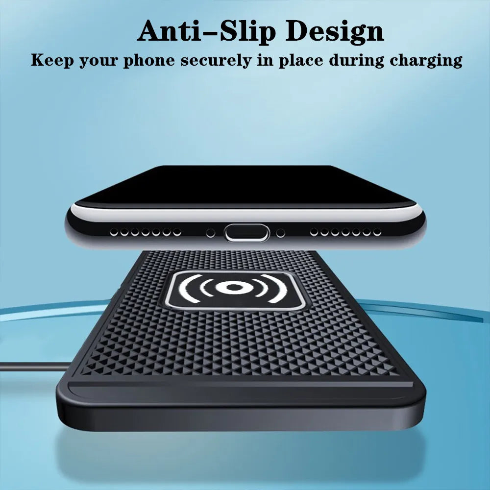 Car Wireless Charger Non-Slip Pad Silicone Fast Charging Wireless Charger for Car for IPhone 15 14 Xiaomi Huawei Samsung S23 S22