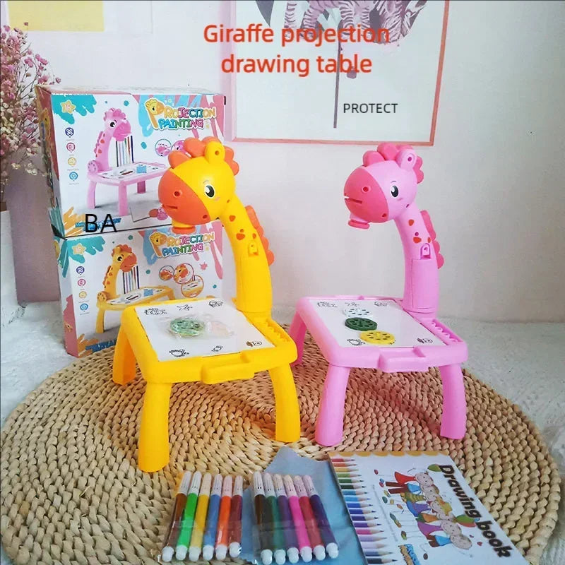 Kids' Creative LED Projector Drawing Table Toy, Multifunctional Educational Board with Rich Painting Set, Perfect Learning Tools