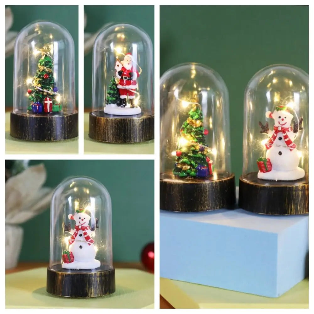 Glowing Christmas Desktop Decoration Lantern Snowman Santa Claus Christmas Snow Globe Lamp Battery Operated Night Lights